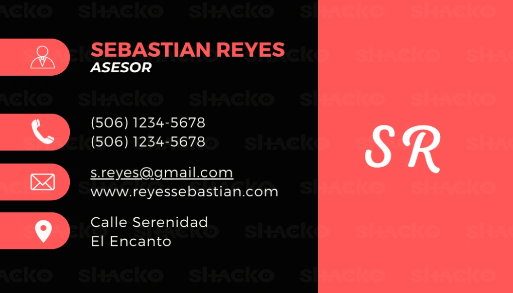 Business Card en rojo y negro para un asesor, con un diseño que denota autoridad y confianza.